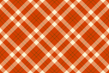 Adorable check vector seamless, many pattern plaid texture. Top tartan fabric background textile in orange and blanched almond colors.
