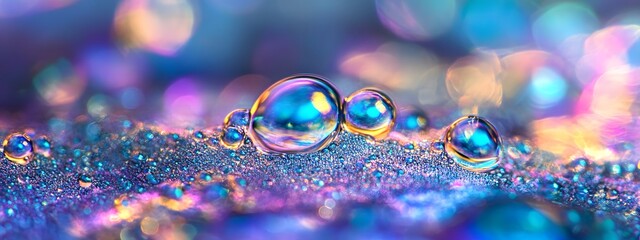 Naklejka premium A close-up of iridescent liquid flowing in an organic shape, reflecting rainbow colors on the surface