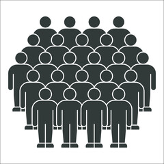 Group of Simplified Human Figures in Close Formation Silhouette