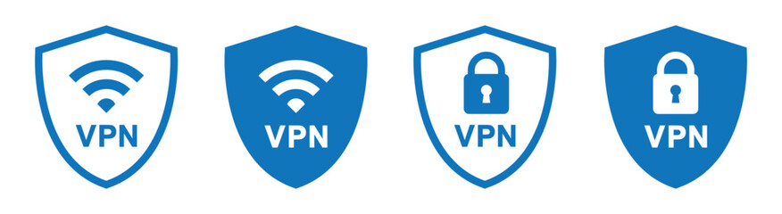VPN shield set icon, vector illustration