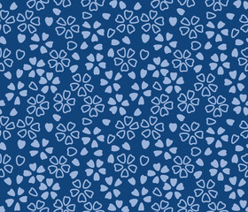  Japanese Petal Flower Fall Vector Seamless Pattern