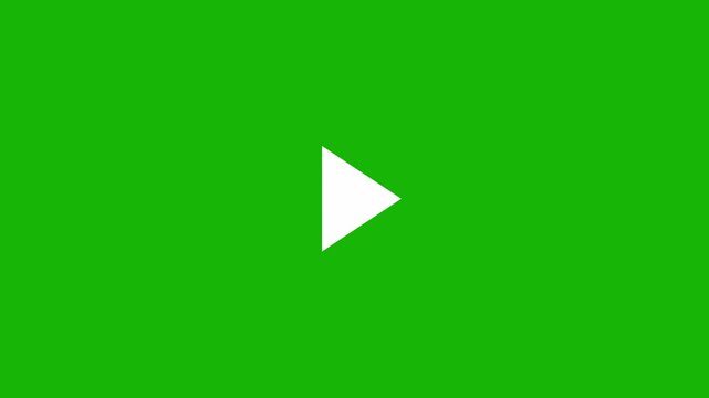 4K Play pause video button animation in center over a transparent background and green screen, alpha channel and chroma key