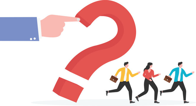 Pushing problems and difficulties onto others, being selfish, shifting blame for mistakes and question marks, blaming others, and businessmen looking on in horror at the countless hands pushing over t