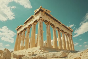 Obraz premium Majestic Parthenon Under Clear Blue Sky