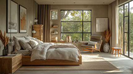 Calm minimalist bedroom promoting restful sleep and tranquility