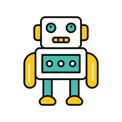 Fototapeta premium robot color line icon with white background vector stock illustration
