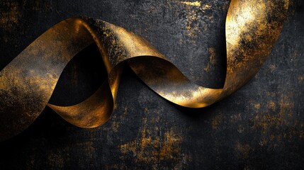 Gold Ribbon on Black Background