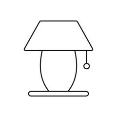 Table Lamp with Shade Line Icon. Bedside Lighting Outline Symbol. Home Lighting with Switch. Editable Stroke. Isolated Vector Illustration