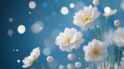 Moonlit European Garden Mural, vibrant pearl flowers in full bloom, intricate details shimmering under a serene night sky, adding elegance to any space.