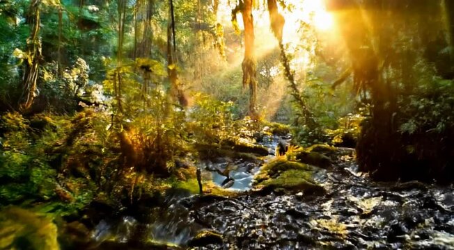 amazon rain forest sunset