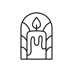 Candle vector line art logo aesthetics design Elegant Spa Icon. Soothing Light Symbol for Wellness and Relaxation.