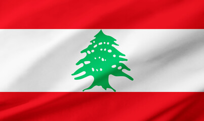 Lebanon flag background with waving fabric texture