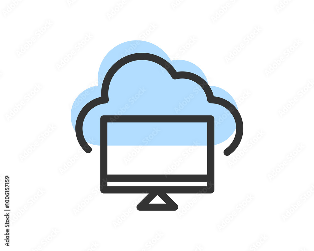 Poster cloud storage and data transfer vector icon. computing service and network related line icons. datab