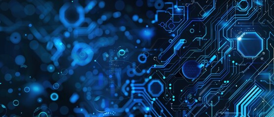 Abstract Blue Hexagonal Digital Technology Background