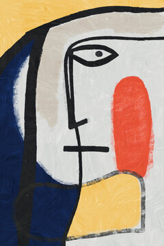 Abstract portrait painting depicting a woman with bold colors and brushstrokes