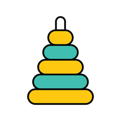 pyramid color line icon with white background vector stock illustration