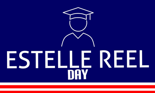 estelle day reel, with icon of graduating students. United States of America