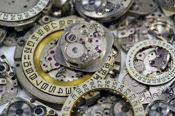 Clockwork details and parts, macro shot