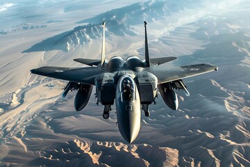 military jet on the air the sky.