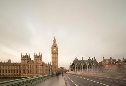 Houses of Parliament and Big Ben in London with no people