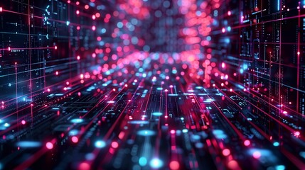 A captivating array of lights the intricate connections within the global technology landscape, emphasizing innovation