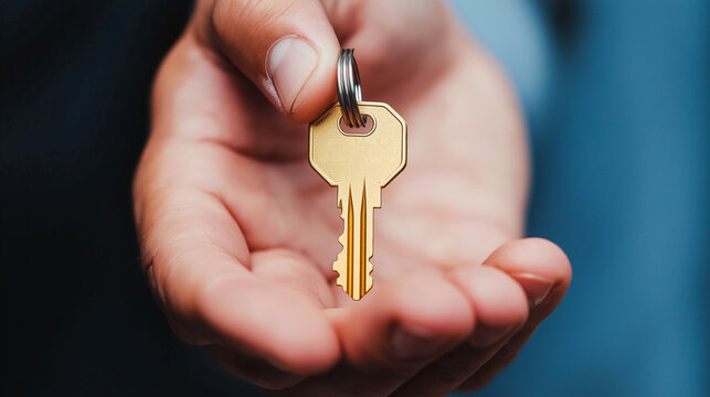 key being handed over symbolizes trust and new beginnings, representing promise of opportunity and access