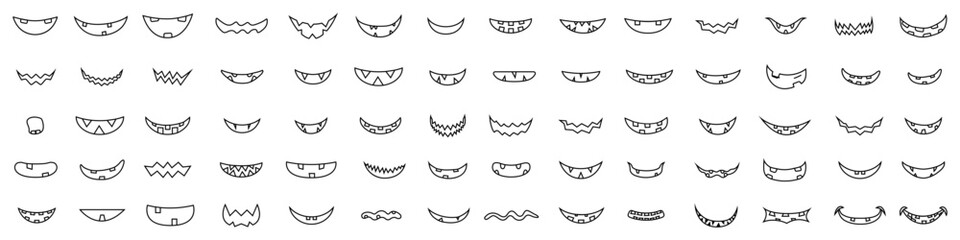 Smile icon vector set. Evil smile illustration sign collection. Smile for pumpkin symbol or logo.