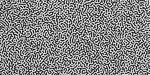 Organic seamless patterns with rounded lines Diffusion reaction background. Monochrome background of natural organic forms motion. Overlay template abstract Turing organic wallpaper background.