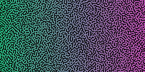 Abstract Reaction-diffusion Turing pattern natural texture purple and green  gradient color scheme. Linear design with biological algorithm psychedelic background. Reaction-diffusion or truing patter