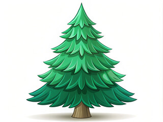 Fototapeta premium cartoon fir tree with vibrant green foliage and sturdy trunk, perfect for festive decorations or nature themed projects. Its playful design adds cheerful touch to any setting