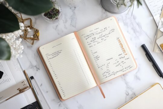 A minimalist bullet journal spread featuring clean lines, simple fonts, and subtle color accents