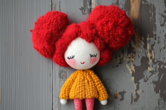 cute lady child doll toy children red hair 
