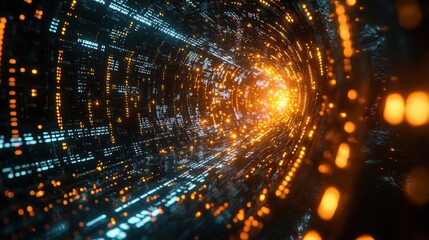 Fototapeta premium Abstract Digital Tunnel with Glowing Lights