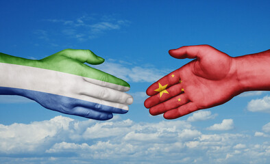 China and Sierra Leone country handshaking with flags, consensus concept international co-operation illustration