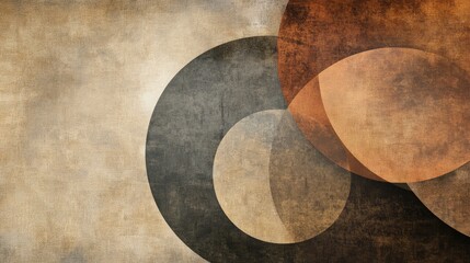Fototapeta premium A layered abstract background with circles in muted earth tones, overlapping to create depth and texture.