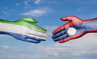 Laos and Sierra Leone country handshaking with flags, consensus concept international co-operation illustration