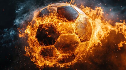 Soccer Ball Engulfed in Flames in Dramatic Fiery Motion