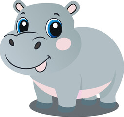 Cute Hippo Cartoon, baby hippo transparent clipart