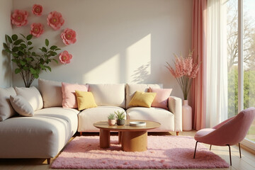 springy interior, living room,spring