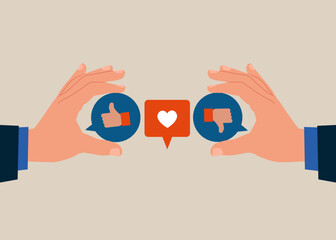 Communication. Social media customer feedback review. Modern vector illustration in flat style
