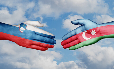 Azerbaijan and Slovenia country handshaking with flags, consensus concept international co-operation illustration