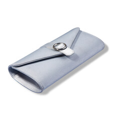 Woman light gray purse isolated on the white background. 