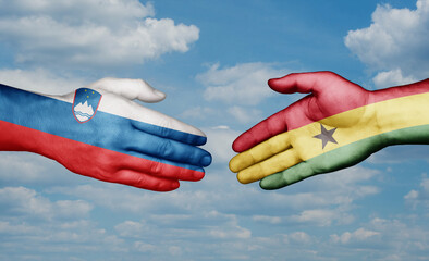 Ghana and Slovenia country handshaking with flags, consensus concept international co-operation illustration