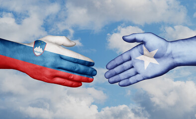 Somalia and Slovenia country handshaking with flags, consensus concept international co-operation illustration