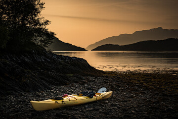 Kayak on a Beach by a Scottish Loch