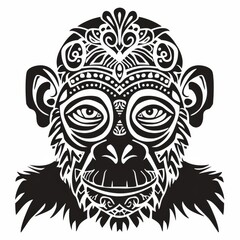 Obraz premium Monkey head silhouette adorned with intricate tribal patterns.