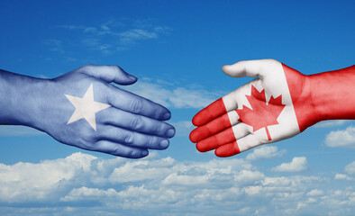 Canada and Somalia country handshaking with flags, consensus concept international co-operation illustration