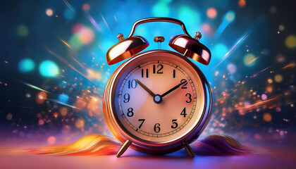 3D Ringing Alarm Clock with Vibrant Colors and Motion Effect