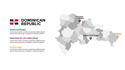 Fototapeta premium Dominican republic map Infographic, maps for countries elements design for presentation, can be used for presentation, workflow layout, diagram, annual report, web design.