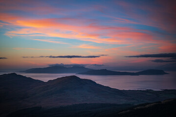 Sunset over the Isles of Rum, Muck and Eigg